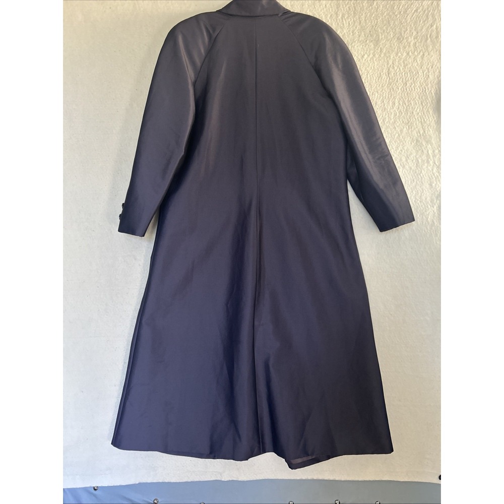 Vintage Lily & Taylor Light Wt 8 Trench Coat Iridescent Blue Classy Lined Jacket - Picture 10 of 16